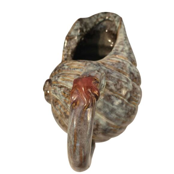 Glazed Pottery Studio Art Nautilus Shell Pitcher 10" - Picture 5 of 8